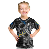 Personalized Sweden Vikings Kid T Shirt Nordic Lion Bound in Runes and Chains