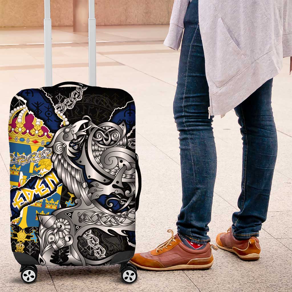 Sweden Vikings Luggage Cover Nordic Lion Bound in Runes and Chains