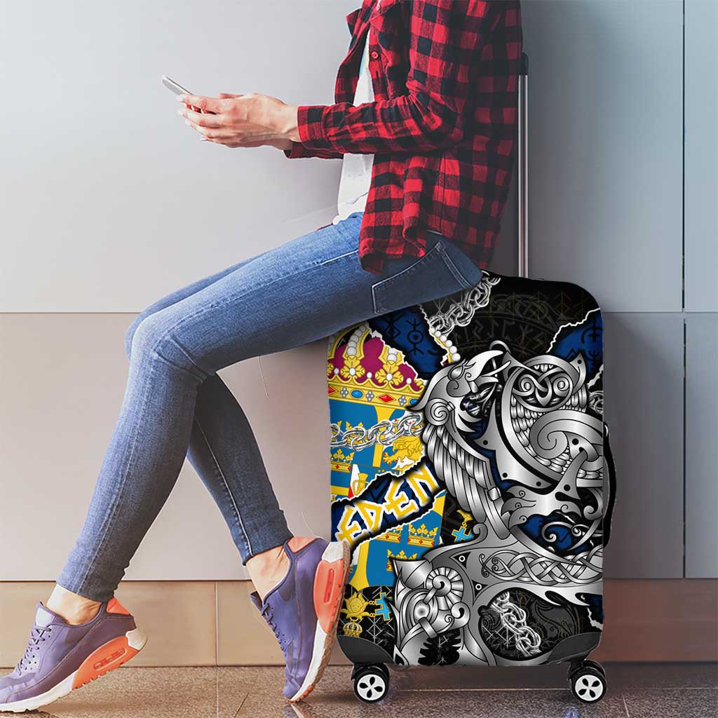 Sweden Vikings Luggage Cover Nordic Lion Bound in Runes and Chains