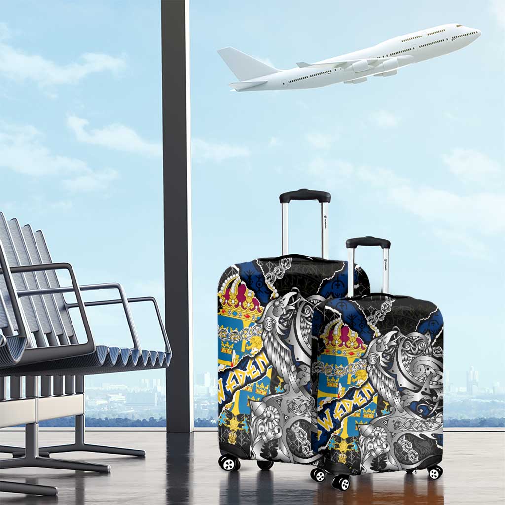 Sweden Vikings Luggage Cover Nordic Lion Bound in Runes and Chains