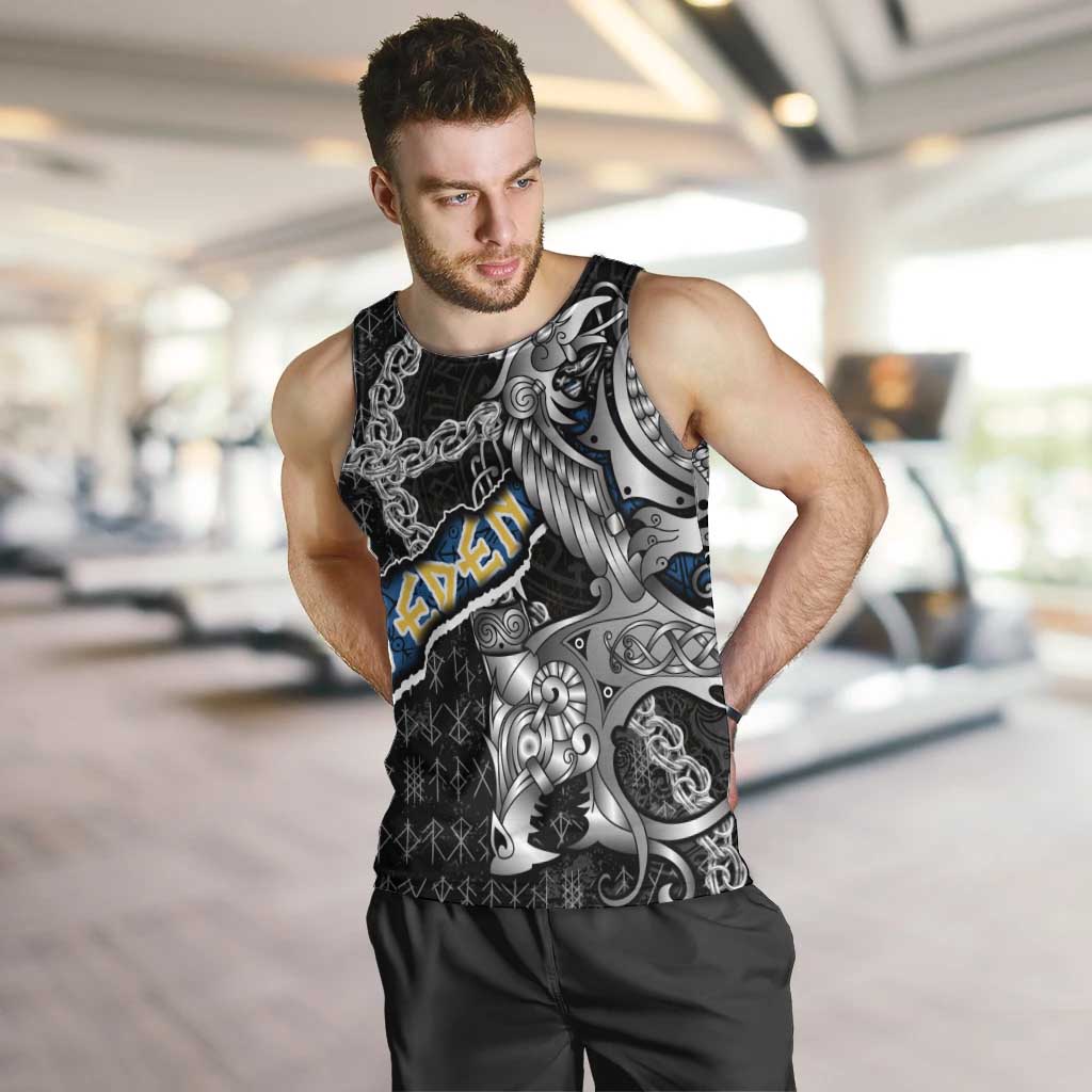 Personalized Sweden Vikings Men Tank Top Nordic Lion Bound in Runes and Chains