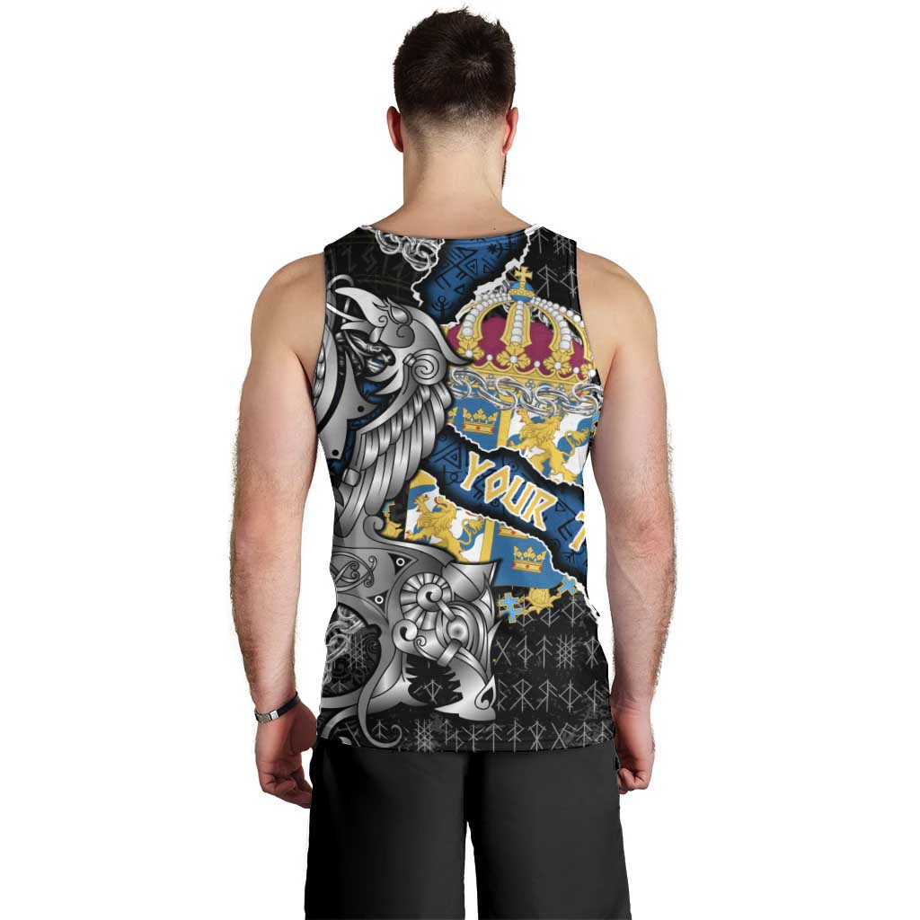 Personalized Sweden Vikings Men Tank Top Nordic Lion Bound in Runes and Chains