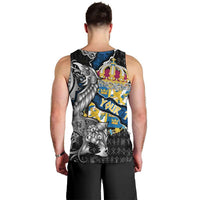 Personalized Sweden Vikings Men Tank Top Nordic Lion Bound in Runes and Chains