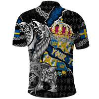 Personalized Sweden Vikings Polo Shirt Nordic Lion Bound in Runes and Chains