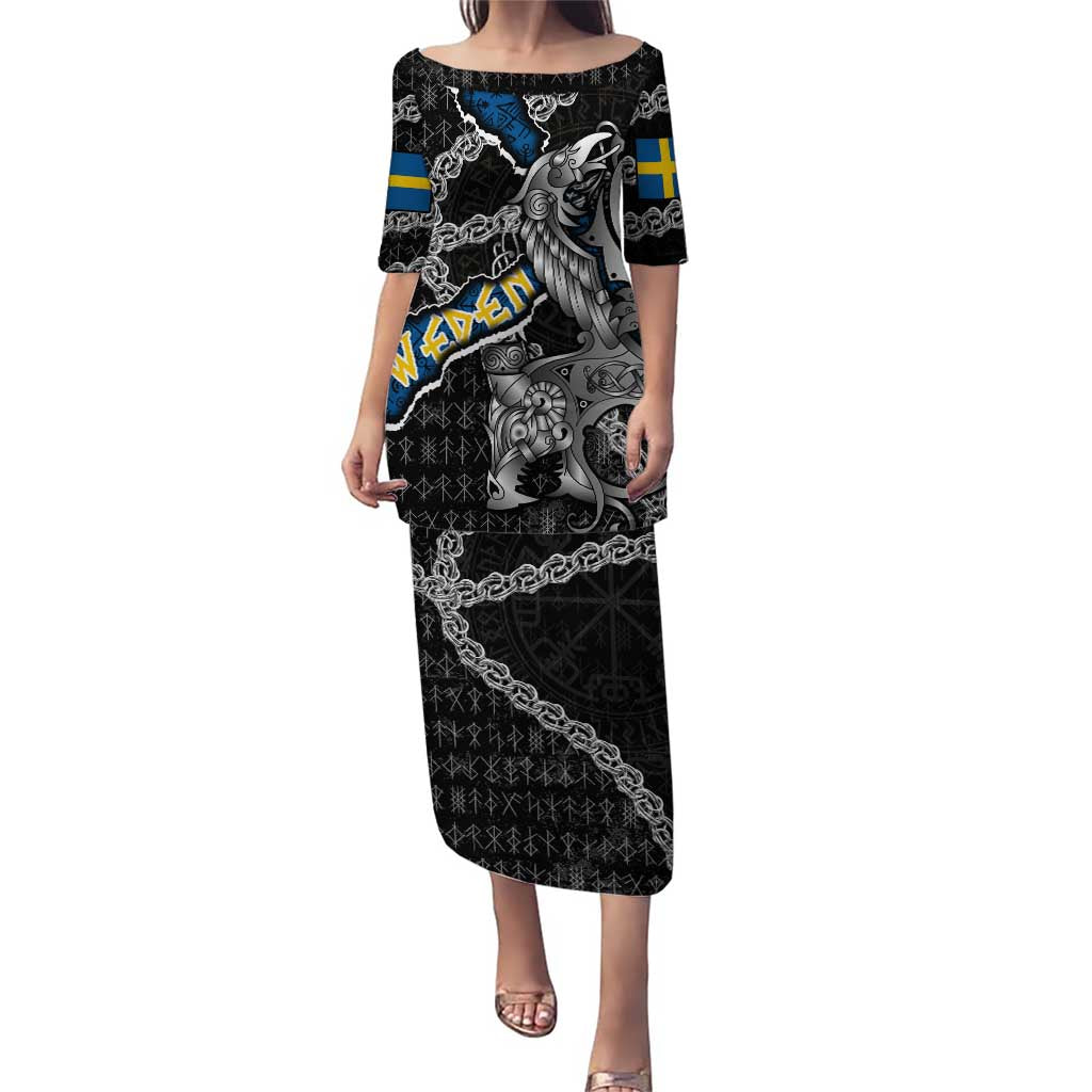 Personalized Sweden Vikings Puletasi Nordic Lion Bound in Runes and Chains