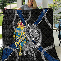 Sweden Vikings Quilt Nordic Lion Bound in Runes and Chains