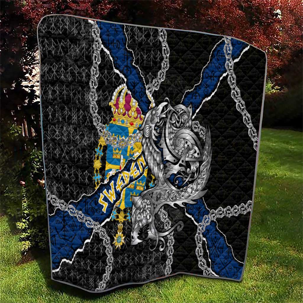Sweden Vikings Quilt Nordic Lion Bound in Runes and Chains