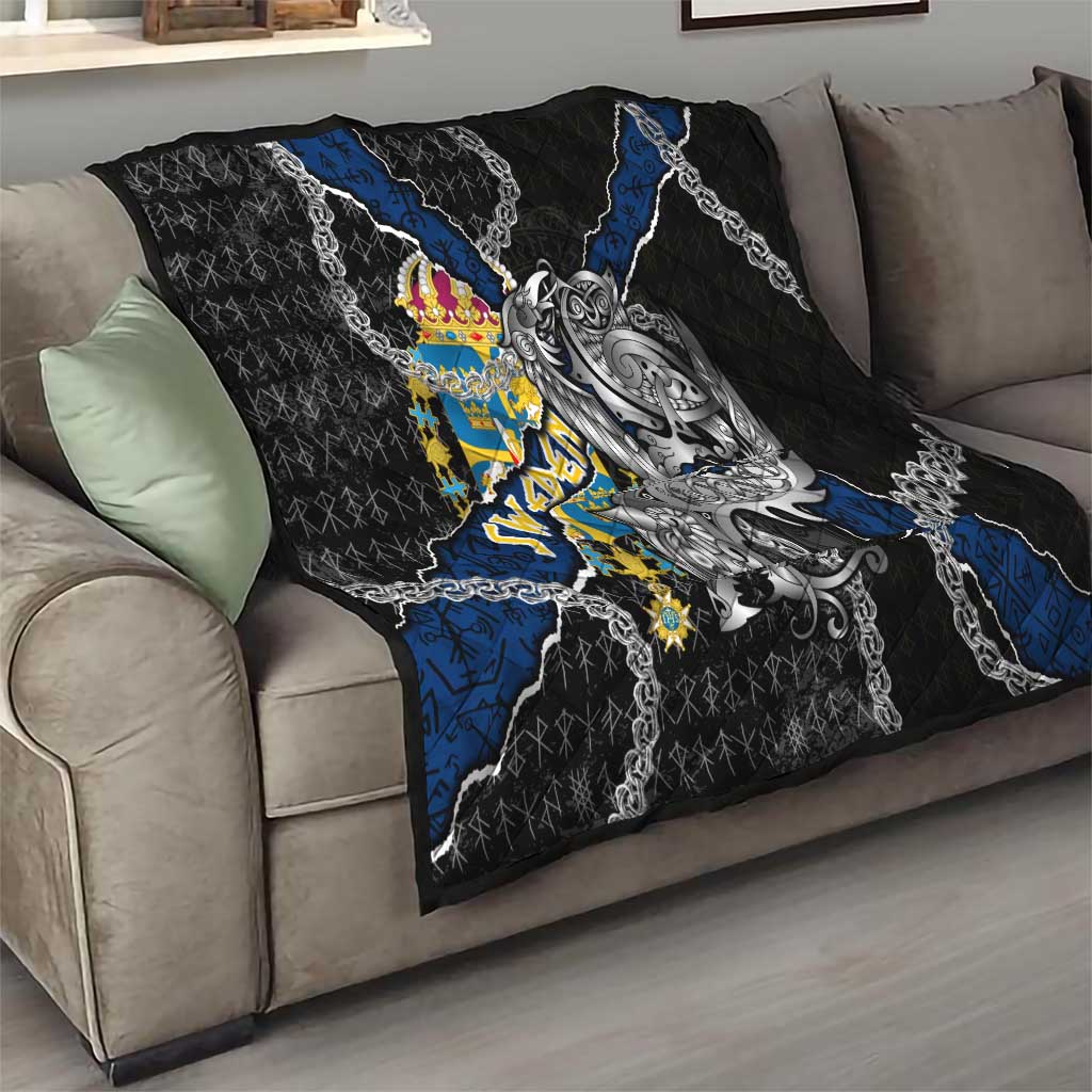 Sweden Vikings Quilt Nordic Lion Bound in Runes and Chains