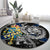 Sweden Vikings Round Carpet Nordic Lion Bound in Runes and Chains