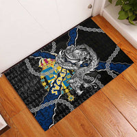 Sweden Vikings Rubber Doormat Nordic Lion Bound in Runes and Chains