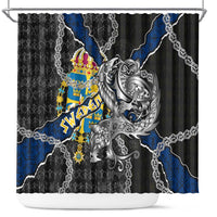 Sweden Vikings Shower Curtain Nordic Lion Bound in Runes and Chains