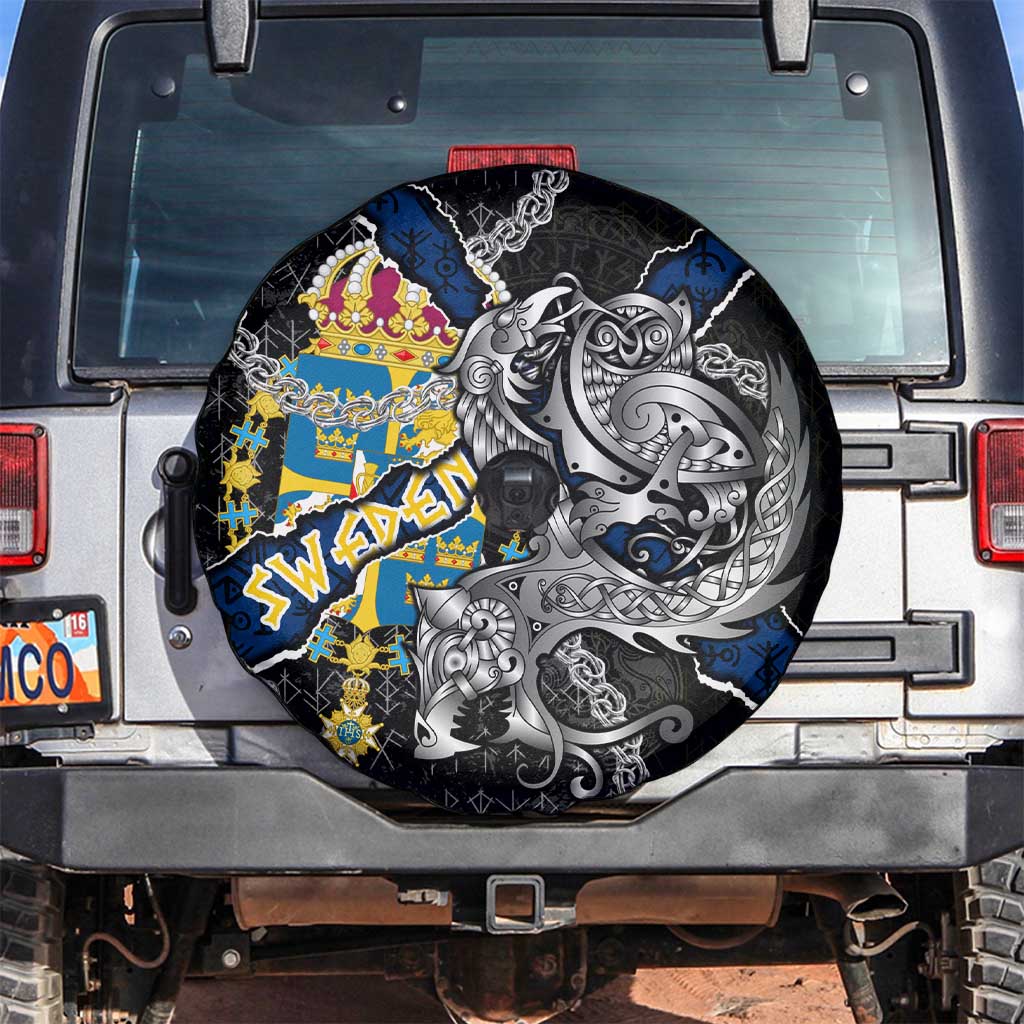 Sweden Vikings Spare Tire Cover Nordic Lion Bound in Runes and Chains