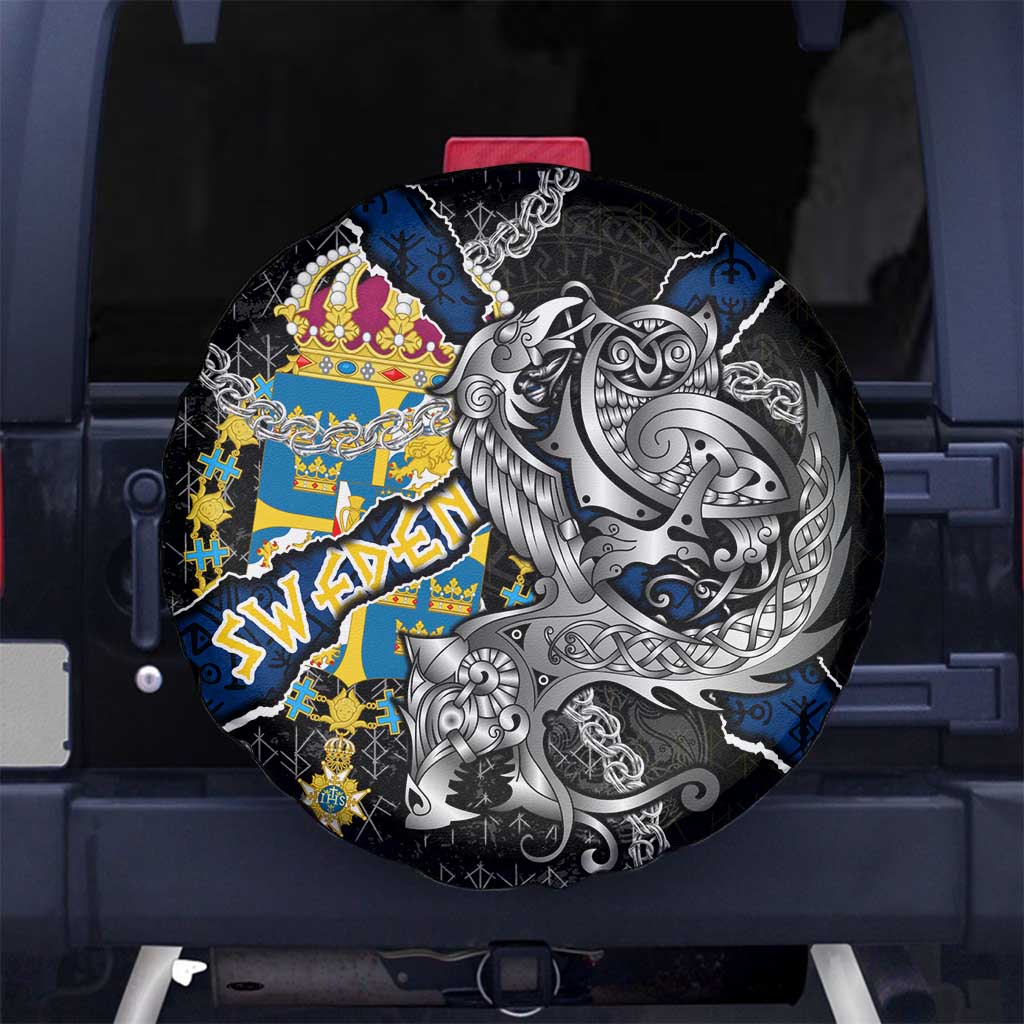 Sweden Vikings Spare Tire Cover Nordic Lion Bound in Runes and Chains