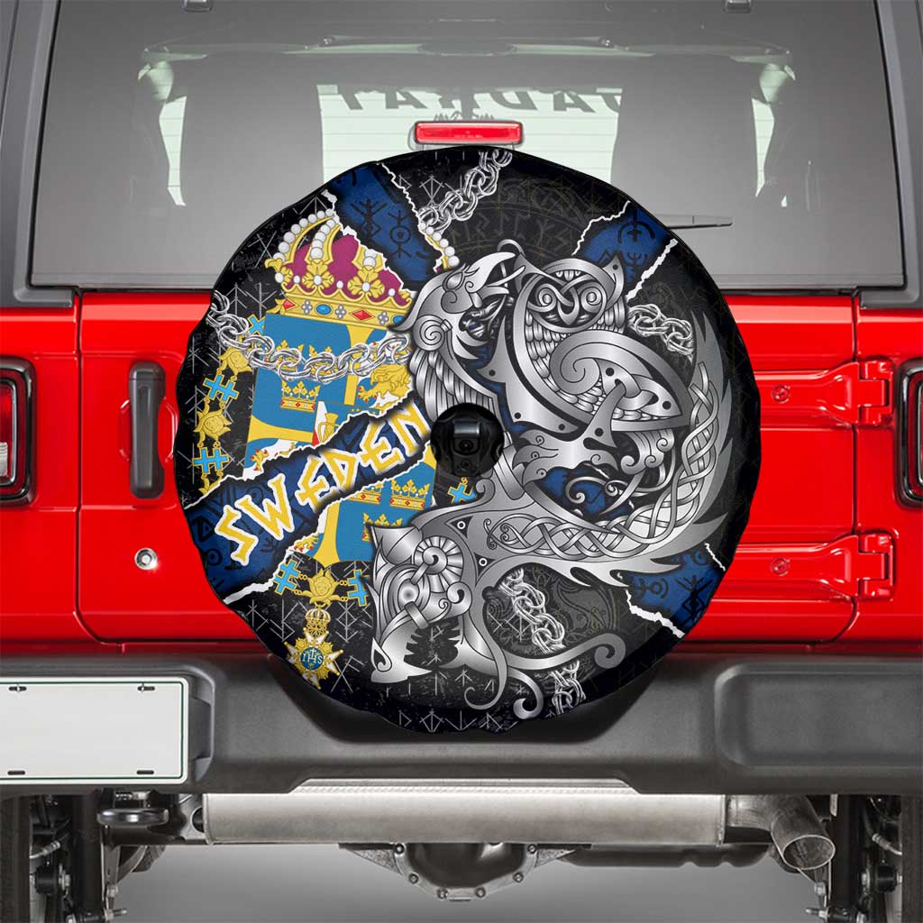 Sweden Vikings Spare Tire Cover Nordic Lion Bound in Runes and Chains
