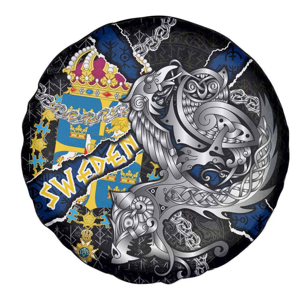 Sweden Vikings Spare Tire Cover Nordic Lion Bound in Runes and Chains
