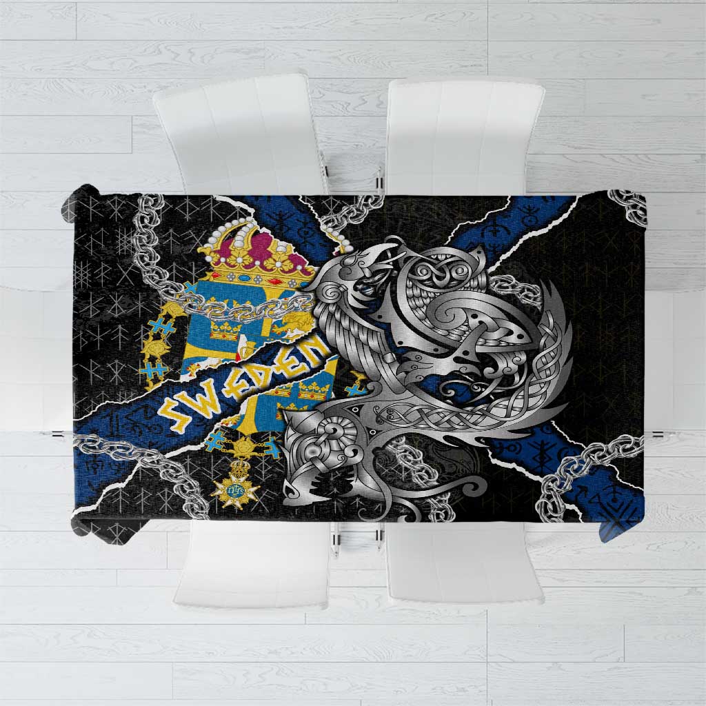 Sweden Vikings Tablecloth Nordic Lion Bound in Runes and Chains