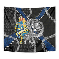 Sweden Vikings Tapestry Nordic Lion Bound in Runes and Chains