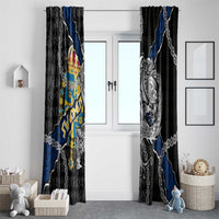 Sweden Vikings Window Curtain Nordic Lion Bound in Runes and Chains