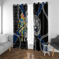 Sweden Vikings Window Curtain Nordic Lion Bound in Runes and Chains