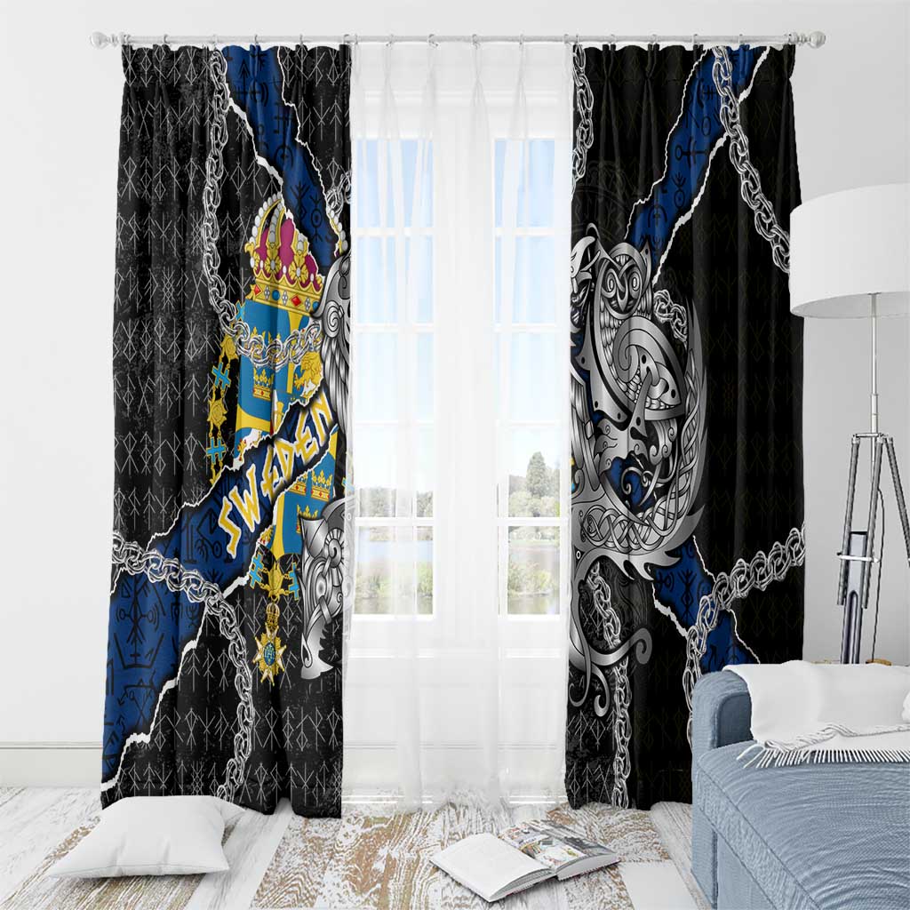 Sweden Vikings Window Curtain Nordic Lion Bound in Runes and Chains