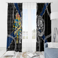 Sweden Vikings Window Curtain Nordic Lion Bound in Runes and Chains