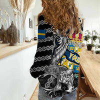 Personalized Sweden Vikings Women Casual Shirt Nordic Lion Bound in Runes and Chains