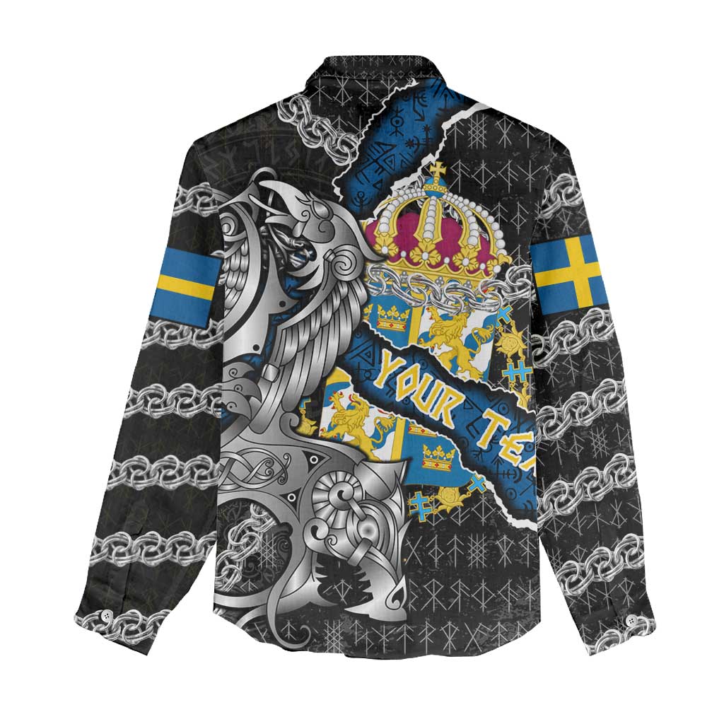 Personalized Sweden Vikings Women Casual Shirt Nordic Lion Bound in Runes and Chains