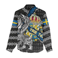 Personalized Sweden Vikings Women Casual Shirt Nordic Lion Bound in Runes and Chains