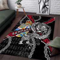 Denmark Vikings Area Rug Nordic Lion Bound in Runes and Chains