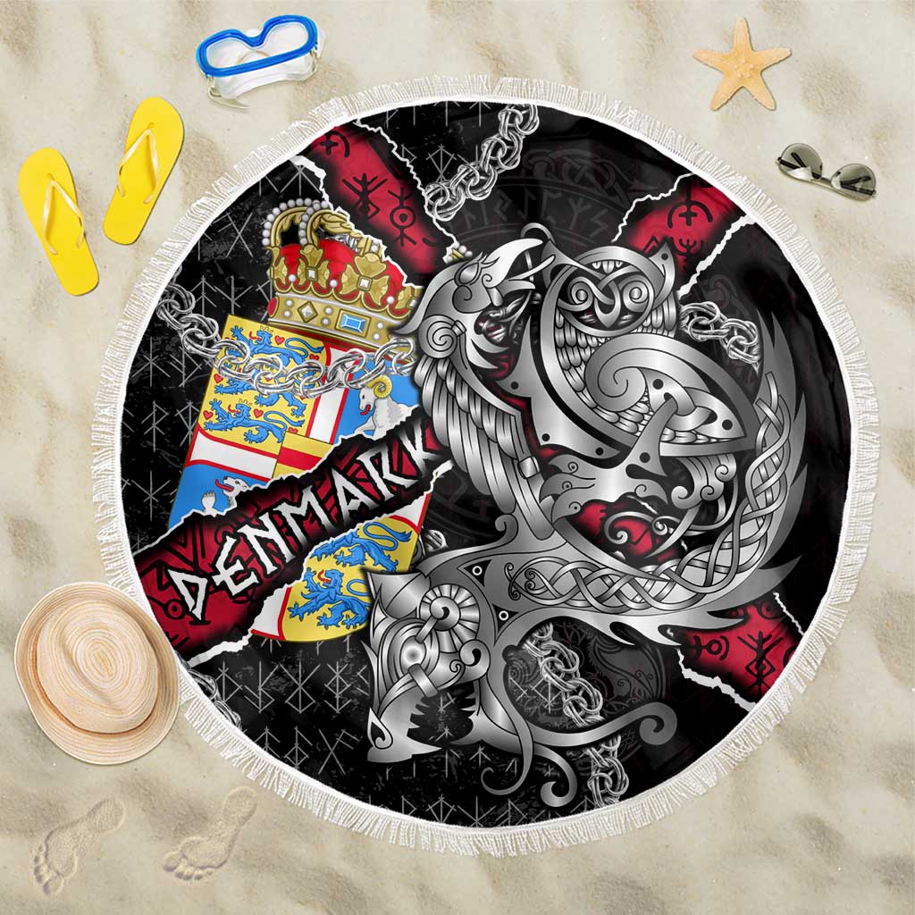 Denmark Vikings Beach Blanket Nordic Lion Bound in Runes and Chains