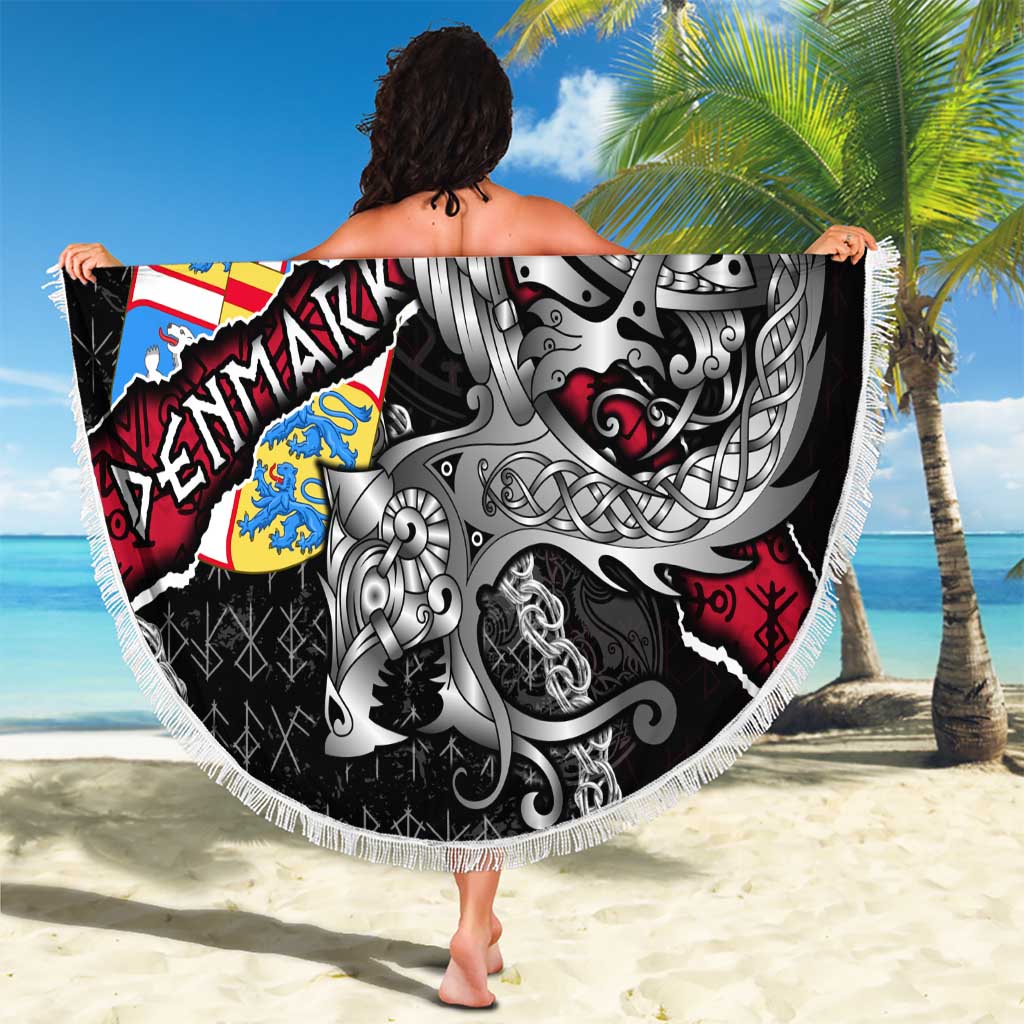 Denmark Vikings Beach Blanket Nordic Lion Bound in Runes and Chains