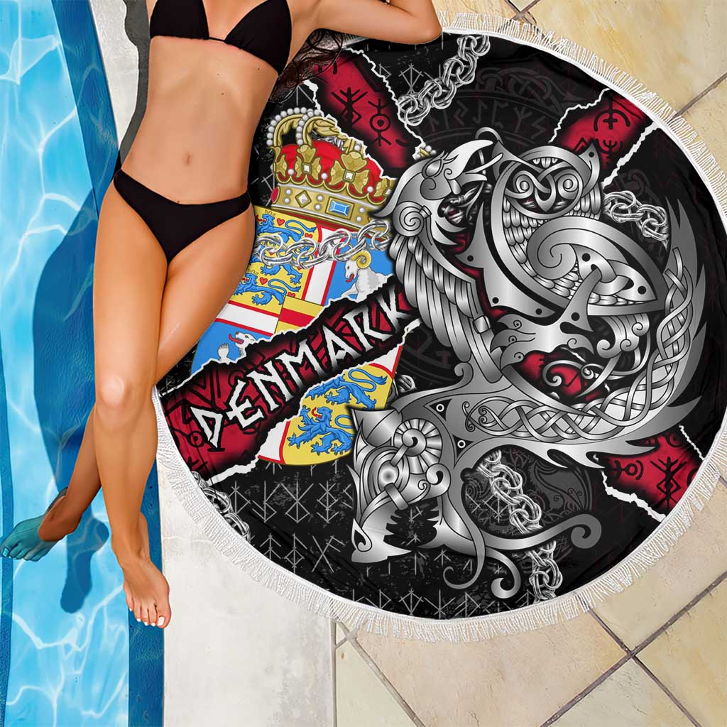 Denmark Vikings Beach Blanket Nordic Lion Bound in Runes and Chains
