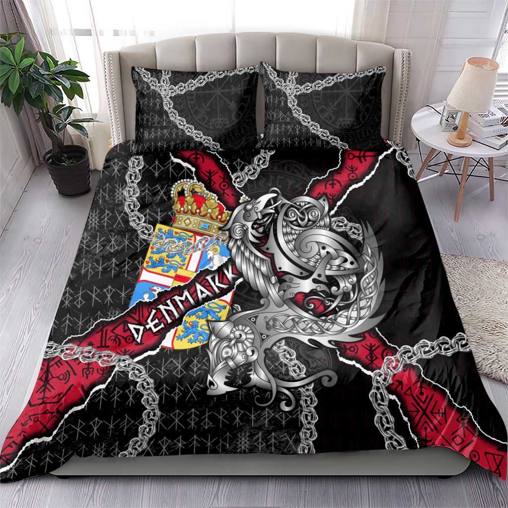 Denmark Vikings Bedding Set Nordic Lion Bound in Runes and Chains
