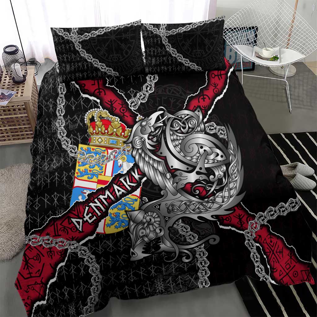 Denmark Vikings Bedding Set Nordic Lion Bound in Runes and Chains