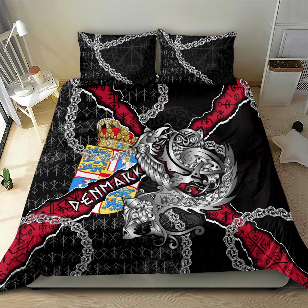 Denmark Vikings Bedding Set Nordic Lion Bound in Runes and Chains