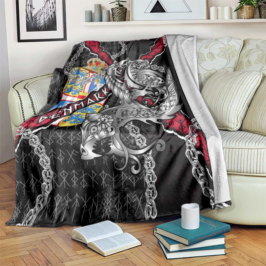 Denmark Vikings Blanket Nordic Lion Bound in Runes and Chains