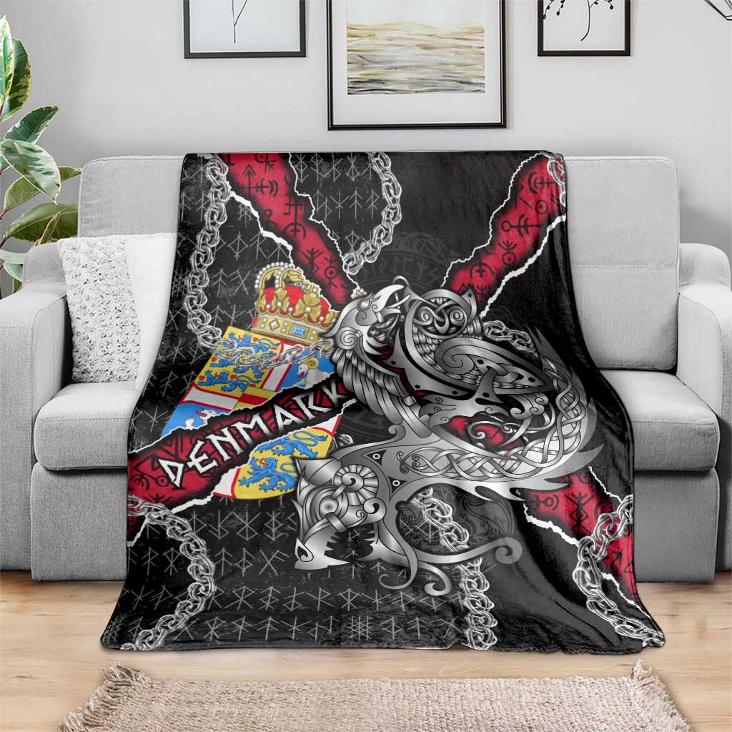 Denmark Vikings Blanket Nordic Lion Bound in Runes and Chains