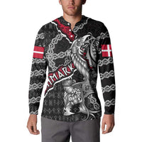 Personalized Denmark Vikings Button Sweatshirt Nordic Lion Bound in Runes and Chains