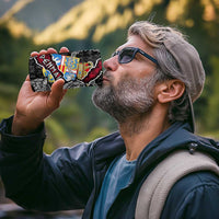 Denmark Vikings 4 in 1 Can Cooler Tumbler Nordic Lion Bound in Runes and Chains