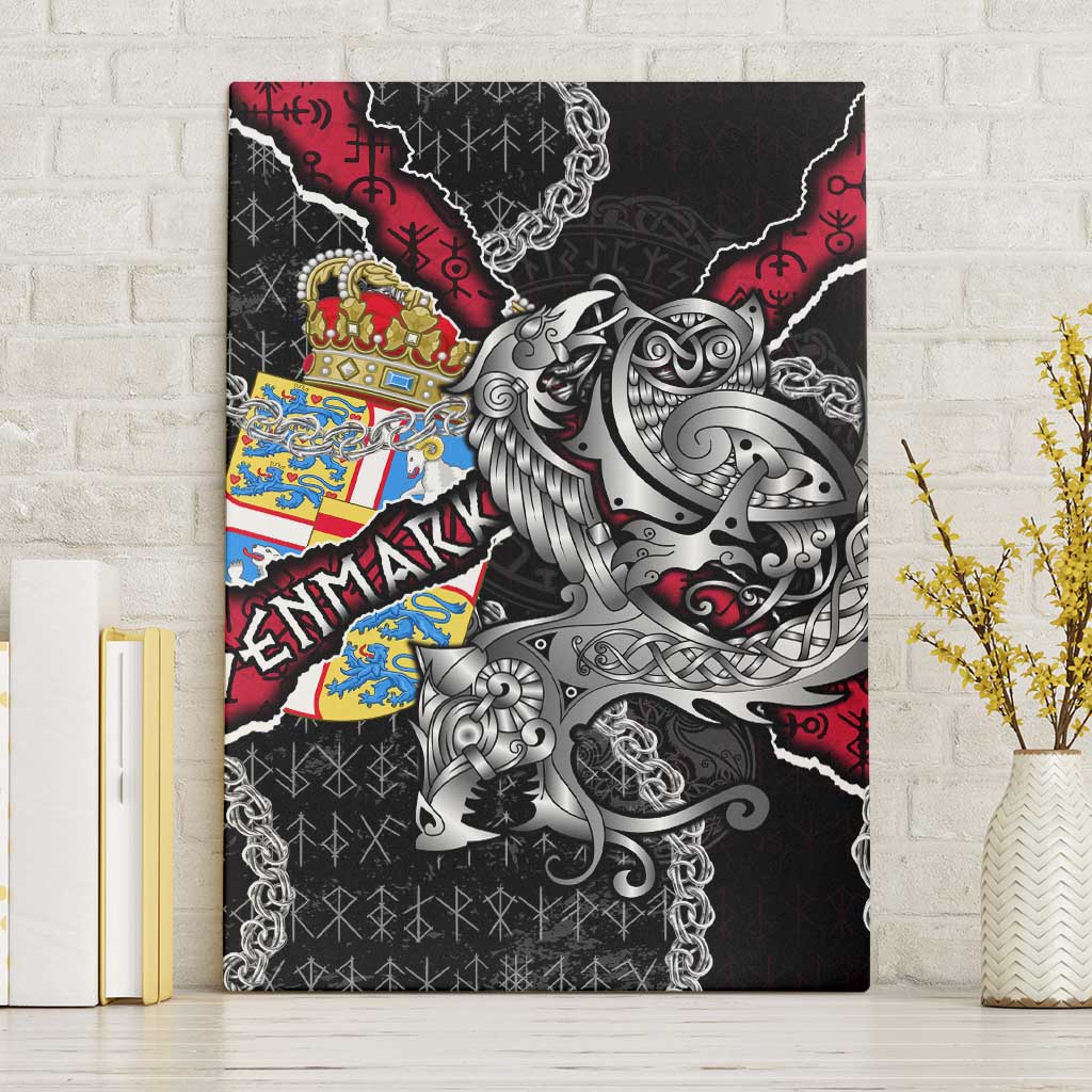 Denmark Vikings Canvas Wall Art Nordic Lion Bound in Runes and Chains