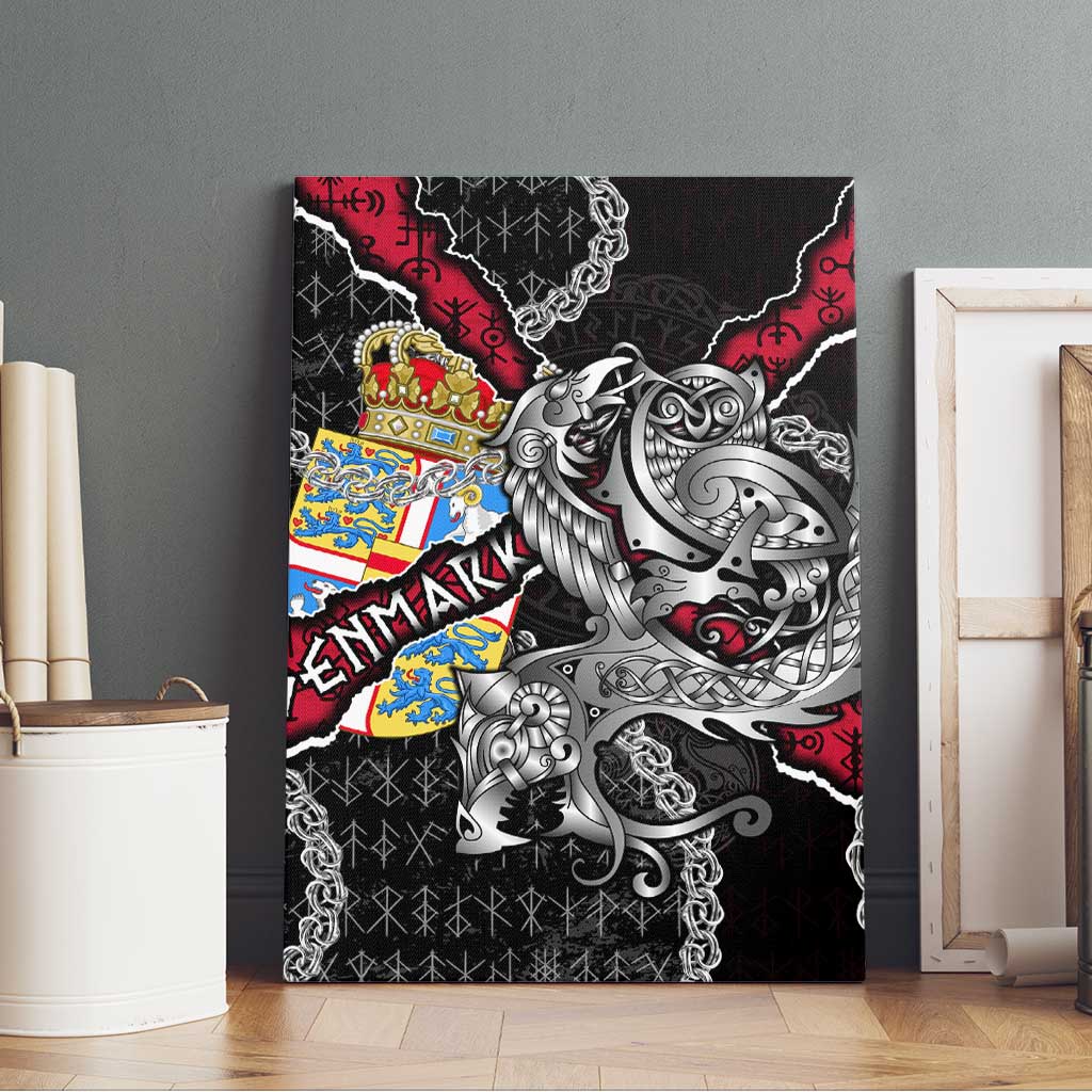 Denmark Vikings Canvas Wall Art Nordic Lion Bound in Runes and Chains