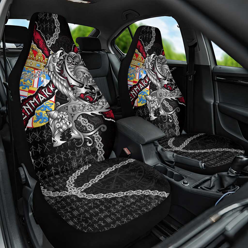 Denmark Vikings Car Seat Cover Nordic Lion Bound in Runes and Chains