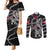 Personalized Denmark Vikings Couples Matching Mermaid Dress and Long Sleeve Button Shirt Nordic Lion Bound in Runes and Chains
