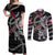 Personalized Denmark Vikings Couples Matching Off Shoulder Maxi Dress and Long Sleeve Button Shirt Nordic Lion Bound in Runes and Chains