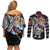 Personalized Denmark Vikings Couples Matching Off Shoulder Short Dress and Long Sleeve Button Shirt Nordic Lion Bound in Runes and Chains