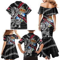 Personalized Denmark Vikings Family Matching Mermaid Dress and Hawaiian Shirt Nordic Lion Bound in Runes and Chains