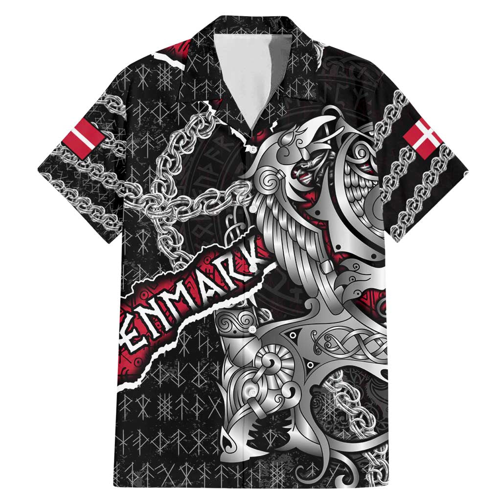 Personalized Denmark Vikings Family Matching Mermaid Dress and Hawaiian Shirt Nordic Lion Bound in Runes and Chains