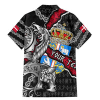 Personalized Denmark Vikings Family Matching Mermaid Dress and Hawaiian Shirt Nordic Lion Bound in Runes and Chains