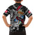 Personalized Denmark Vikings Family Matching Off The Shoulder Long Sleeve Dress and Hawaiian Shirt Nordic Lion Bound in Runes and Chains