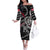 Personalized Denmark Vikings Family Matching Off The Shoulder Long Sleeve Dress and Hawaiian Shirt Nordic Lion Bound in Runes and Chains